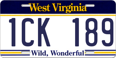 WV license plate 1CK189