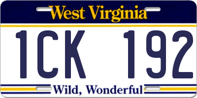 WV license plate 1CK192