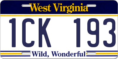 WV license plate 1CK193