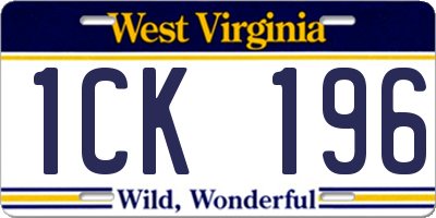 WV license plate 1CK196