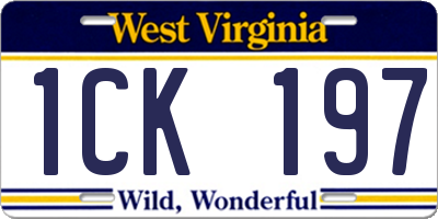 WV license plate 1CK197