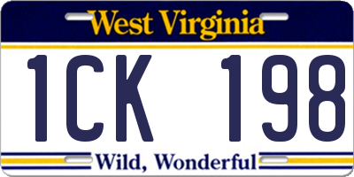 WV license plate 1CK198