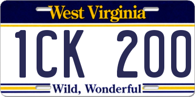 WV license plate 1CK200
