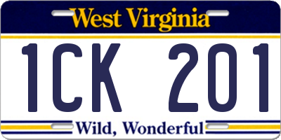 WV license plate 1CK201