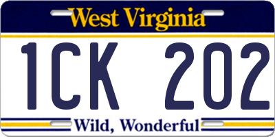 WV license plate 1CK202
