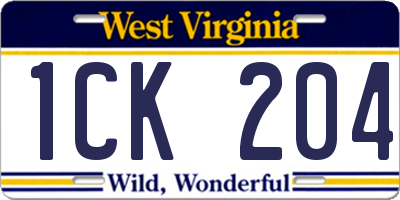 WV license plate 1CK204