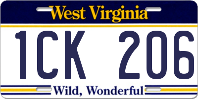 WV license plate 1CK206