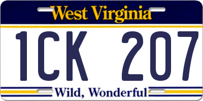 WV license plate 1CK207
