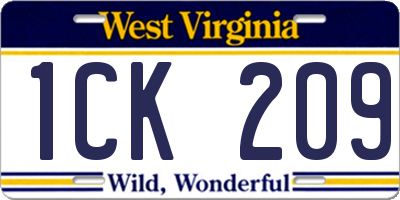 WV license plate 1CK209