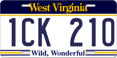 WV license plate 1CK210