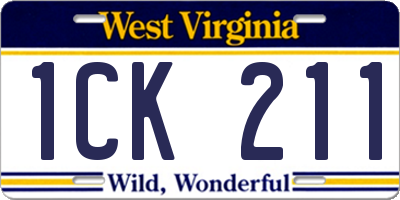 WV license plate 1CK211