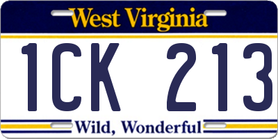 WV license plate 1CK213