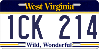 WV license plate 1CK214