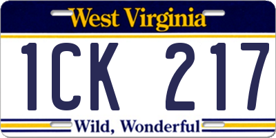 WV license plate 1CK217