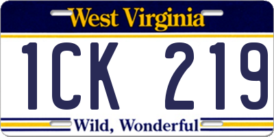 WV license plate 1CK219