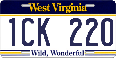 WV license plate 1CK220