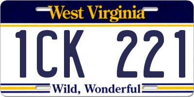 WV license plate 1CK221