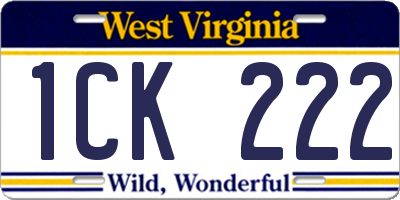 WV license plate 1CK222