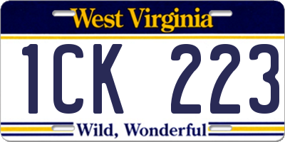 WV license plate 1CK223