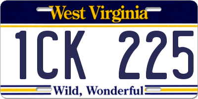 WV license plate 1CK225