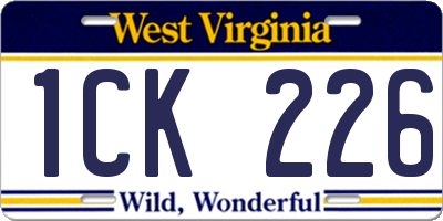 WV license plate 1CK226