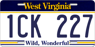 WV license plate 1CK227