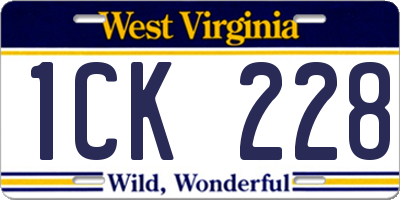 WV license plate 1CK228