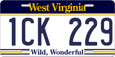 WV license plate 1CK229