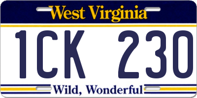 WV license plate 1CK230