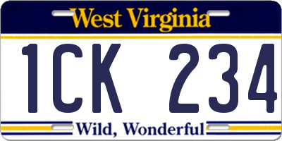 WV license plate 1CK234