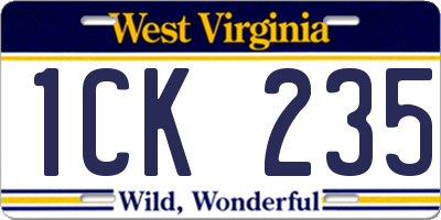 WV license plate 1CK235
