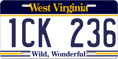 WV license plate 1CK236