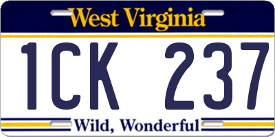 WV license plate 1CK237