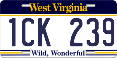 WV license plate 1CK239