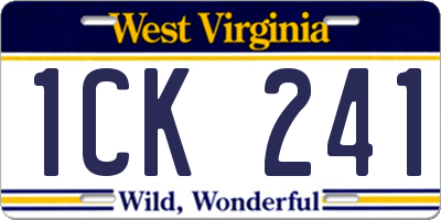 WV license plate 1CK241