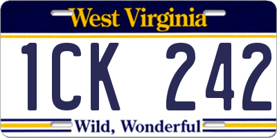 WV license plate 1CK242