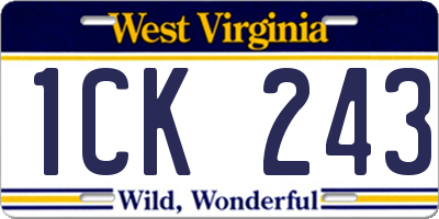 WV license plate 1CK243