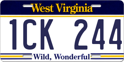 WV license plate 1CK244