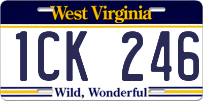 WV license plate 1CK246