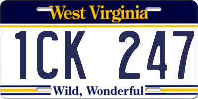 WV license plate 1CK247
