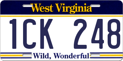 WV license plate 1CK248