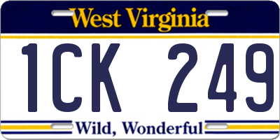 WV license plate 1CK249