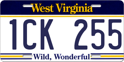 WV license plate 1CK255