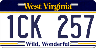 WV license plate 1CK257