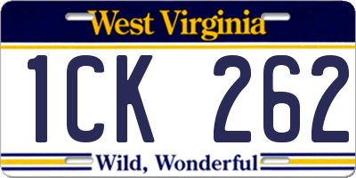 WV license plate 1CK262