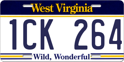 WV license plate 1CK264