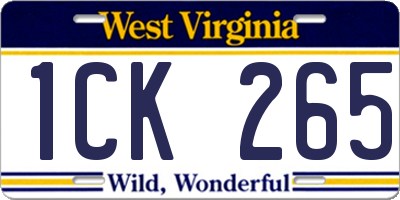 WV license plate 1CK265