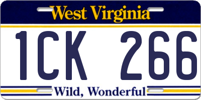 WV license plate 1CK266