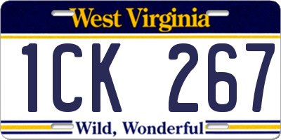 WV license plate 1CK267