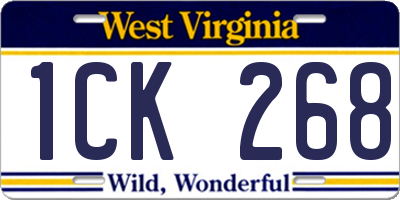 WV license plate 1CK268